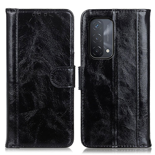 Leather Case Stands Flip Cover Holder D07Y for Oppo A54 5G Black