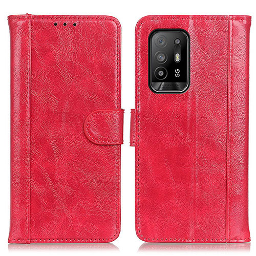 Leather Case Stands Flip Cover Holder D07Y for Oppo Reno5 Z 5G Red