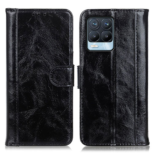 Leather Case Stands Flip Cover Holder D07Y for Realme 8 4G Black