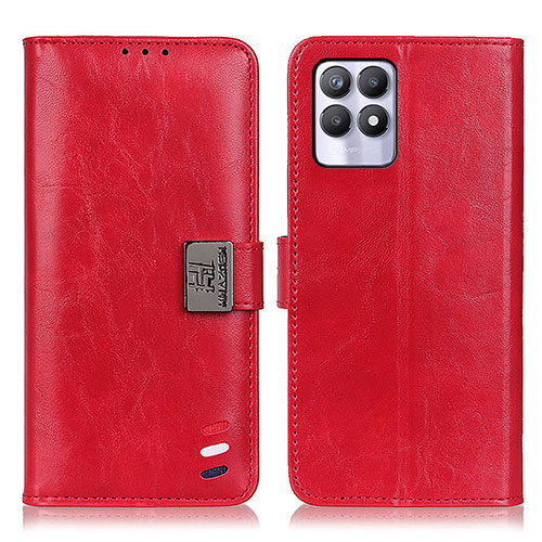 Leather Case Stands Flip Cover Holder D07Y for Realme 8i Red