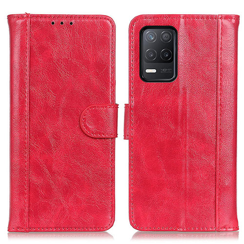 Leather Case Stands Flip Cover Holder D07Y for Realme 9 5G India Red