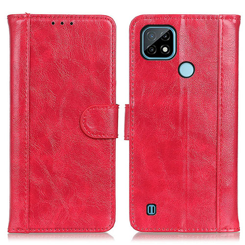 Leather Case Stands Flip Cover Holder D07Y for Realme C21 Red