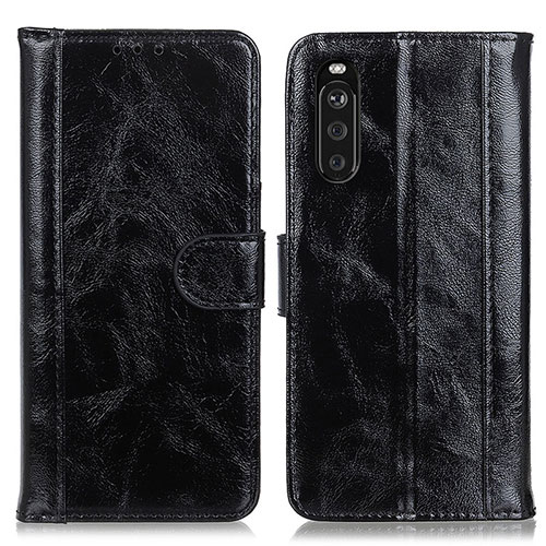 Leather Case Stands Flip Cover Holder D07Y for Sony Xperia 10 III SO-52B Black