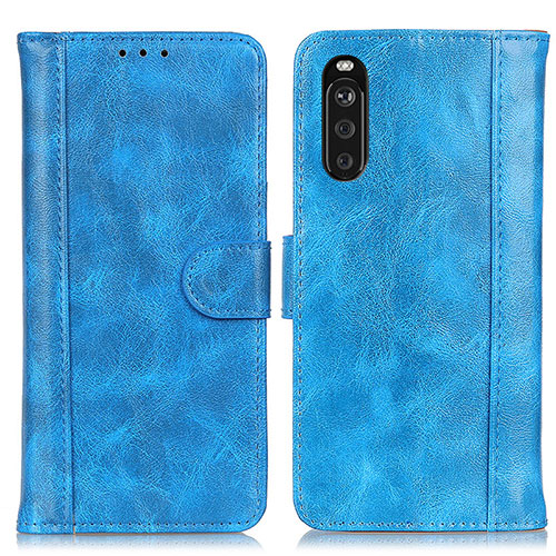 Leather Case Stands Flip Cover Holder D07Y for Sony Xperia 10 III SO-52B Sky Blue
