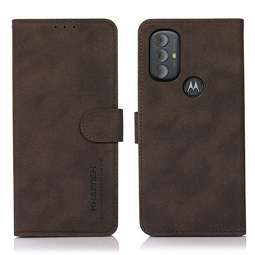 Leather Case Stands Flip Cover Holder D08Y for Motorola Moto G Play (2023) Brown