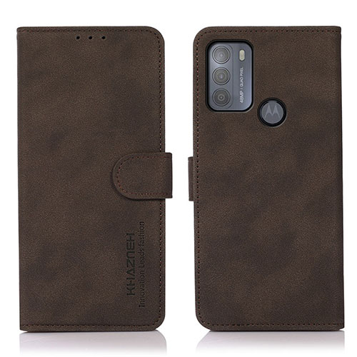 Leather Case Stands Flip Cover Holder D08Y for Motorola Moto G50 Brown