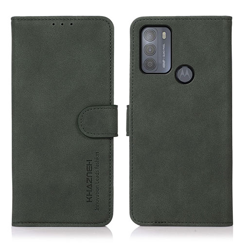 Leather Case Stands Flip Cover Holder D08Y for Motorola Moto G50 Green