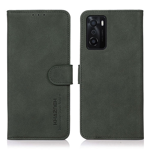 Leather Case Stands Flip Cover Holder D08Y for Oppo A55S 5G Green