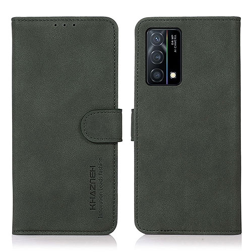 Leather Case Stands Flip Cover Holder D08Y for Oppo K9 5G Green