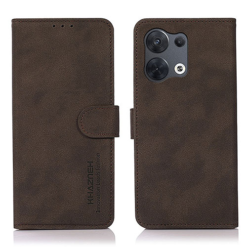 Leather Case Stands Flip Cover Holder D08Y for Oppo Reno8 5G Brown