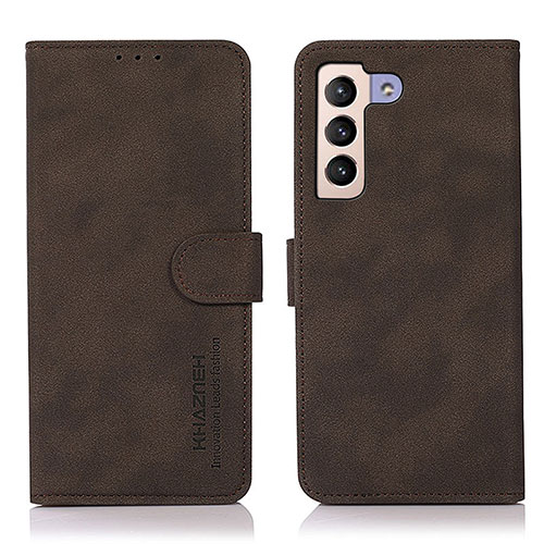 Leather Case Stands Flip Cover Holder D08Y for Samsung Galaxy S21 Plus 5G Brown