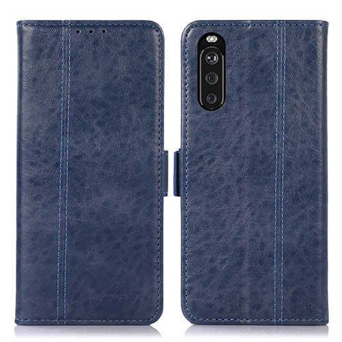 Leather Case Stands Flip Cover Holder D08Y for Sony Xperia 10 III Lite Blue