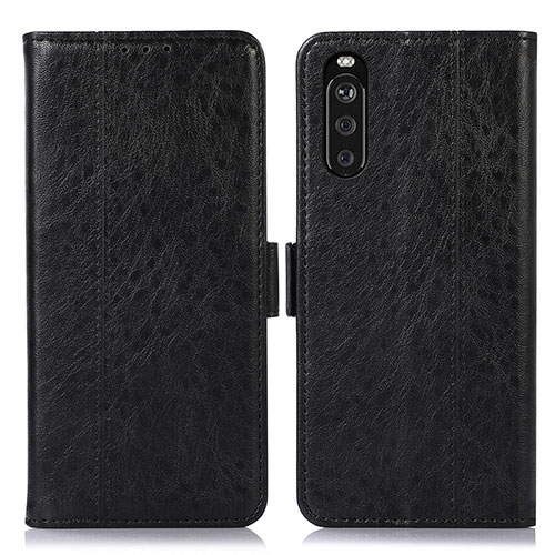 Leather Case Stands Flip Cover Holder D08Y for Sony Xperia 10 III SO-52B Black