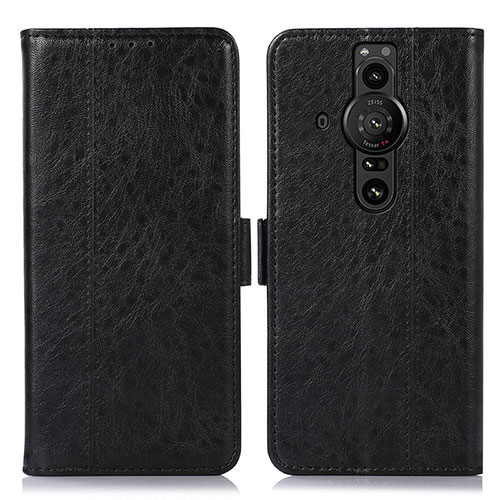 Leather Case Stands Flip Cover Holder D08Y for Sony Xperia PRO-I Black