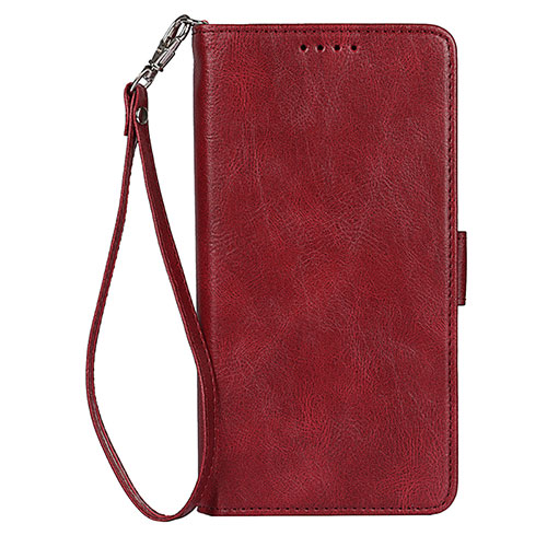 Leather Case Stands Flip Cover Holder D09T for Samsung Galaxy S22 5G Red