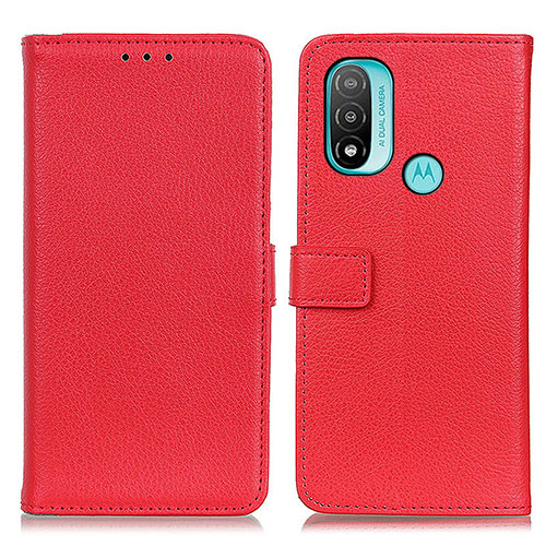 Leather Case Stands Flip Cover Holder D09Y for Motorola Moto E30 Red