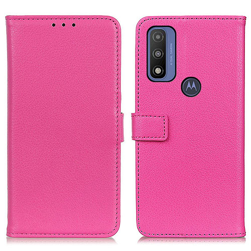Leather Case Stands Flip Cover Holder D09Y for Motorola Moto G Pure Hot Pink