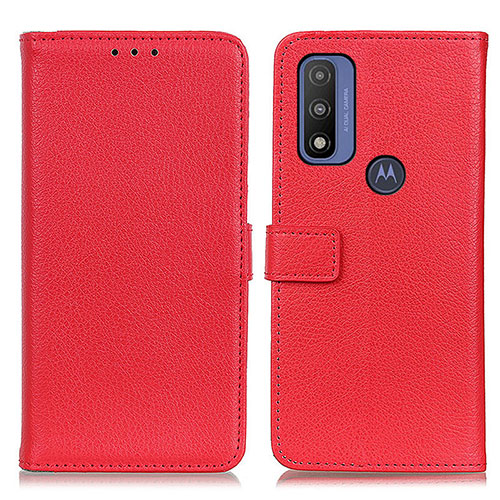 Leather Case Stands Flip Cover Holder D09Y for Motorola Moto G Pure Red