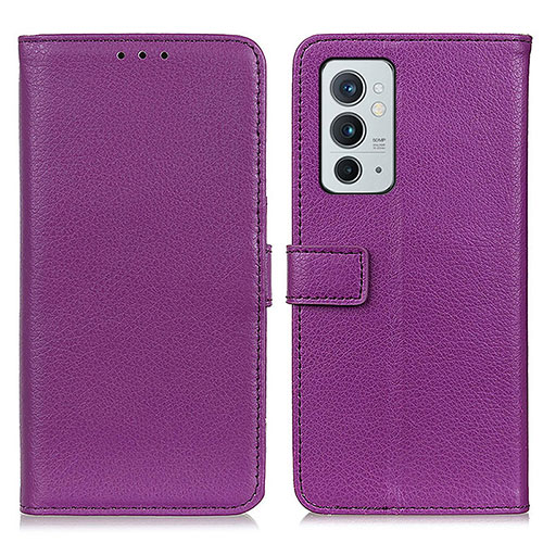 Leather Case Stands Flip Cover Holder D09Y for OnePlus 9RT 5G Purple