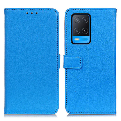 Leather Case Stands Flip Cover Holder D09Y for Oppo A54 4G Sky Blue