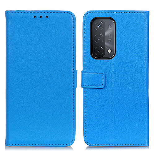 Leather Case Stands Flip Cover Holder D09Y for Oppo A74 5G Sky Blue
