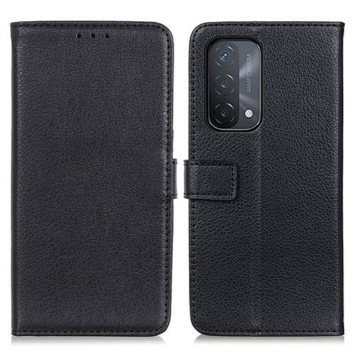 Leather Case Stands Flip Cover Holder D09Y for Oppo A93 5G Black