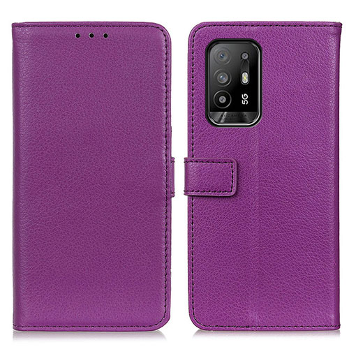 Leather Case Stands Flip Cover Holder D09Y for Oppo A95 5G Purple