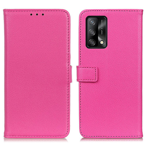 Leather Case Stands Flip Cover Holder D09Y for Oppo F19 Hot Pink