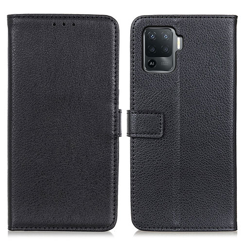 Leather Case Stands Flip Cover Holder D09Y for Oppo Reno5 Lite Black