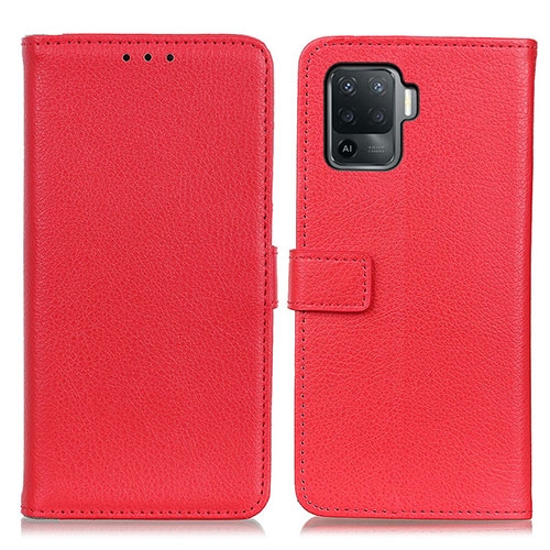 Leather Case Stands Flip Cover Holder D09Y for Oppo Reno5 Lite Red
