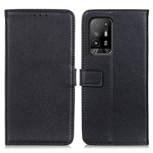 Leather Case Stands Flip Cover Holder D09Y for Oppo Reno5 Z 5G Black