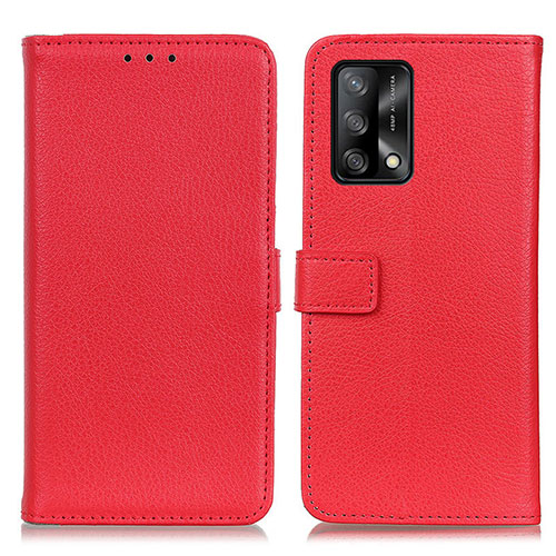 Leather Case Stands Flip Cover Holder D09Y for Oppo Reno6 Lite Red