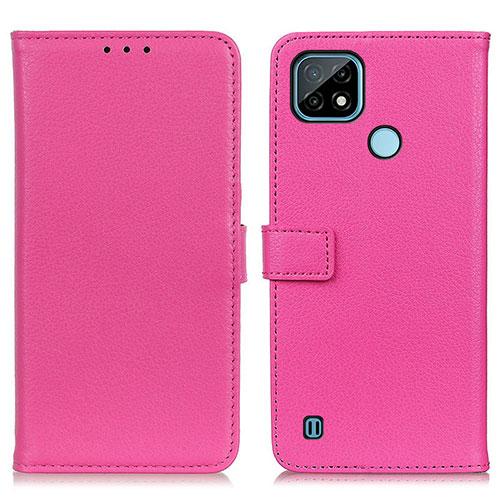 Leather Case Stands Flip Cover Holder D09Y for Realme C21 Hot Pink