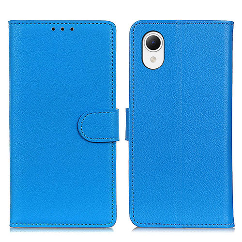 Leather Case Stands Flip Cover Holder D09Y for Samsung Galaxy A23 5G SC-56C Sky Blue