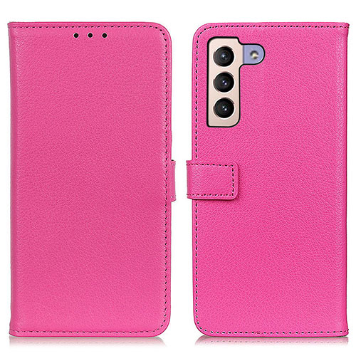 Leather Case Stands Flip Cover Holder D09Y for Samsung Galaxy S21 Plus 5G Hot Pink