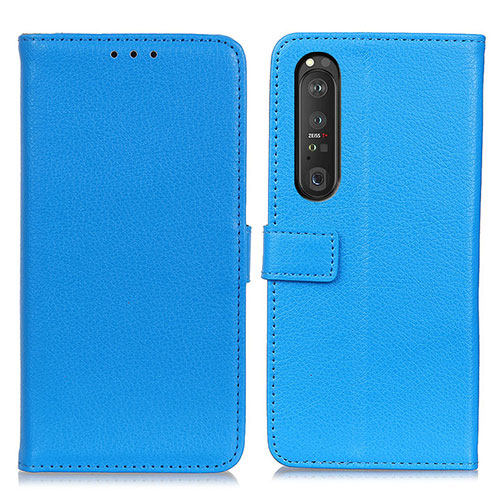 Leather Case Stands Flip Cover Holder D09Y for Sony Xperia 1 III Sky Blue