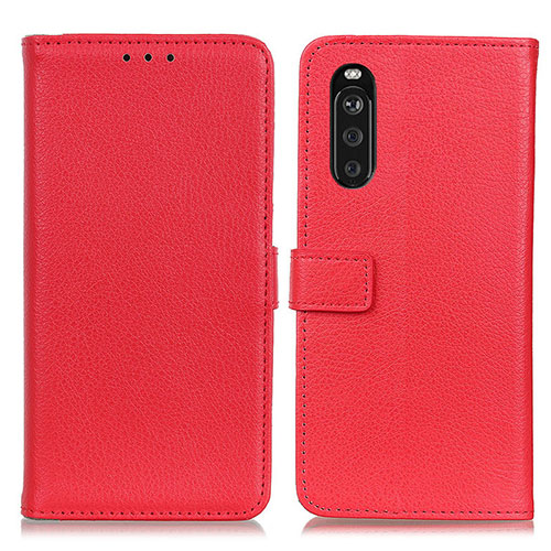 Leather Case Stands Flip Cover Holder D09Y for Sony Xperia 10 III SOG04 Red
