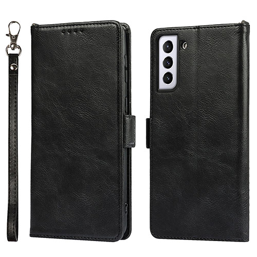 Leather Case Stands Flip Cover Holder D10T for Samsung Galaxy S21 Plus 5G Black