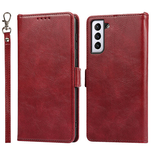 Leather Case Stands Flip Cover Holder D10T for Samsung Galaxy S21 Plus 5G Red