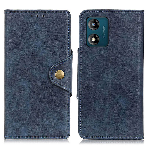 Leather Case Stands Flip Cover Holder D10Y for Motorola Moto E13 Blue