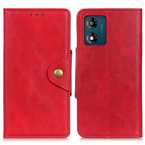 Leather Case Stands Flip Cover Holder D10Y for Motorola Moto E13 Red