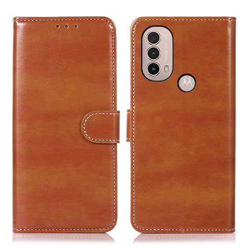 Leather Case Stands Flip Cover Holder D10Y for Motorola Moto E30 Brown