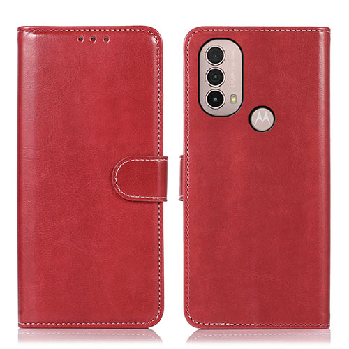 Leather Case Stands Flip Cover Holder D10Y for Motorola Moto E40 Red