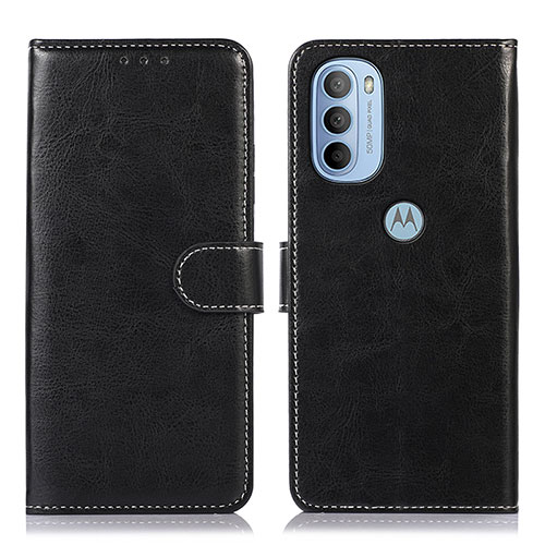 Leather Case Stands Flip Cover Holder D10Y for Motorola Moto G31 Black