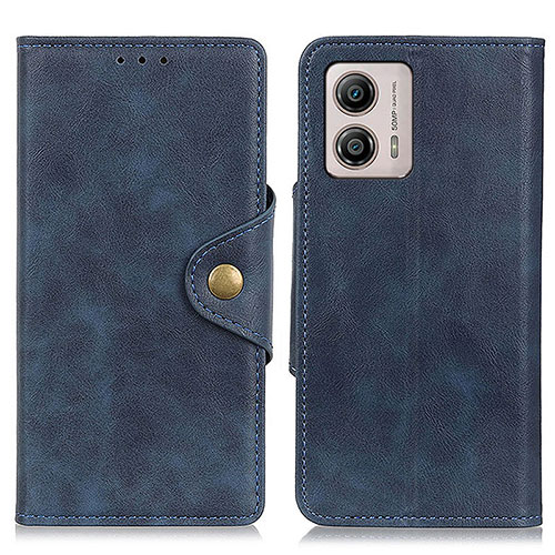 Leather Case Stands Flip Cover Holder D10Y for Motorola Moto G53 5G Blue