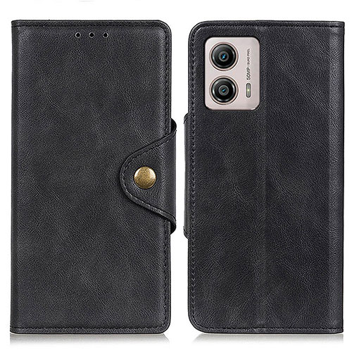 Leather Case Stands Flip Cover Holder D10Y for Motorola Moto G53j 5G Black