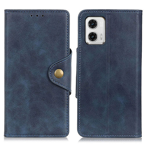 Leather Case Stands Flip Cover Holder D10Y for Motorola Moto G73 5G Blue