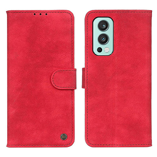 Leather Case Stands Flip Cover Holder D10Y for OnePlus Nord 2 5G Red