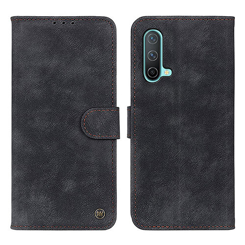 Leather Case Stands Flip Cover Holder D10Y for OnePlus Nord CE 5G Black