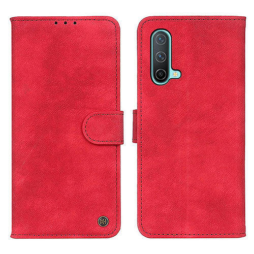 Leather Case Stands Flip Cover Holder D10Y for OnePlus Nord CE 5G Red